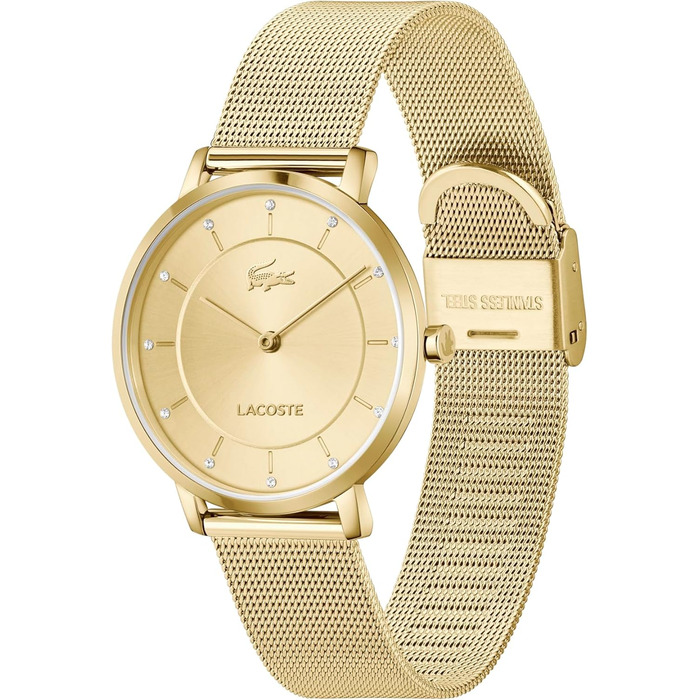 Годинник Lacoste Analog Quartz Crocorigin для жінок з браслетом з нержавіючої сталі золотого кольору