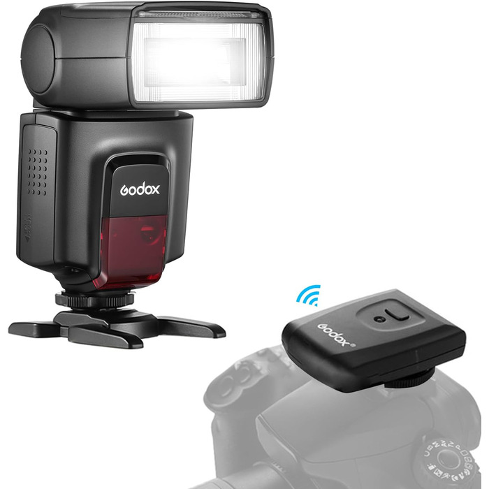 Спалахувач Godox TT560II для камери: універсальний, GN38, з бездротовим випромінювачем, сумісний з Canon, Sony, Nikon, Panasonic, Olympus, Pentax