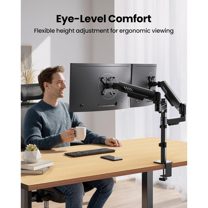 Кріплення для монітора ErGear 2 монітори, вертикальне, чорне, VESA 75x75/100x100mm, до 9кг