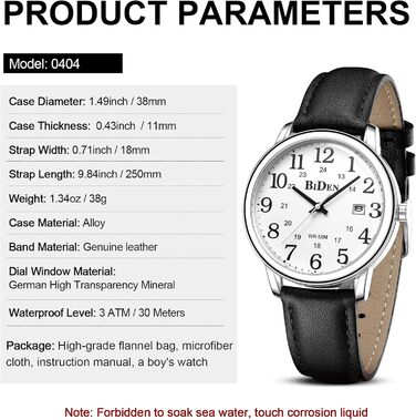 HANPOSH Годинники чоловічі, аналогові кварцові годинники для чоловіків, водостійкі годинники на зап'ясті, модні бізнес-годинники з датою, шкіряний ремінець, срібний колір, білий циферблат