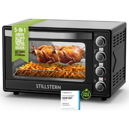 Міні-піч Stillstern 60L з конвекцією, Pizza Ø40, CYCLONE PRO+ з антипригарним покриттям, розморожування, таймер 2год, для кемпінгу, гриль з насадкою