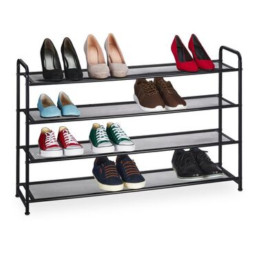 Relaxdays Metal Shoe Rack for 16 Pairs of Shoes
