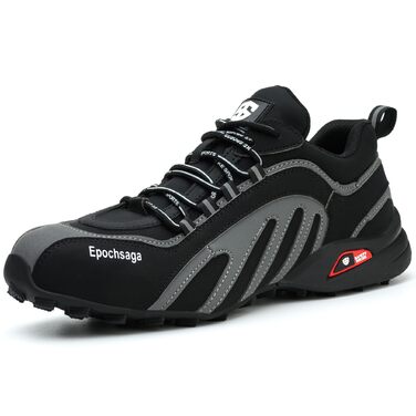 Черевики безпеки з металевим носком для чоловіків та жінок, антиковзкі робочі черевики, легкий дизайн, для будівництва, складу, промислового використання, 42 EU, чорний