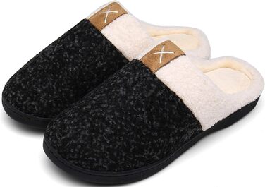 Mishansha Унісекс Теплі Домашні Тапочки з Піною з Пам'яттю для Будинку та На Зіт, Розміри 36-47, Чорний Онікс, 44/45 EU