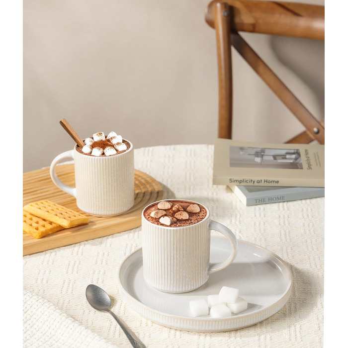 Набір посуду GBhome з каменю, 18 предметів, ручна робота, набір посуду з реактивною глазур'ю, для 6 осіб, безпечний у мікрохвильовці та посудомийній машині, глибокий зелений (бежевий, 6 чашок)