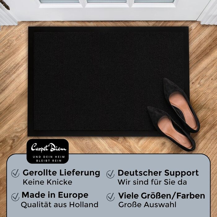 Килимок для дому та вулиці Carpet Diem: антиковзаюча, чорна, 60x90 см