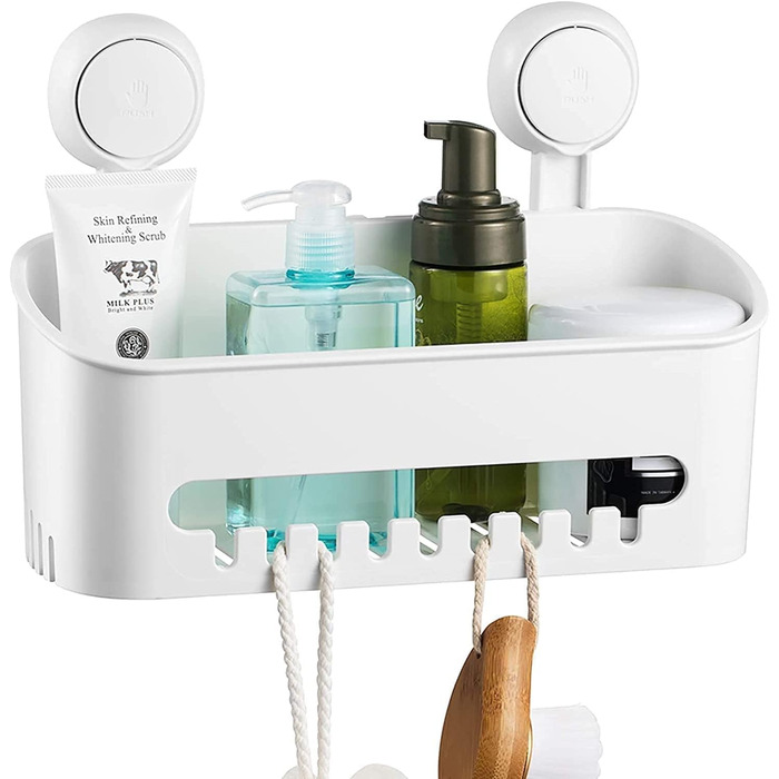 ilikable Shower Shelf WITHOUT DRILLING, Shower Basket with Strong Suction Cup, 1000 Times Reusable Storage Shelf for Shower, Max 10 KG Bathroom Shelf