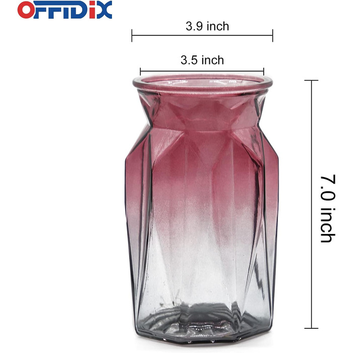 Скляна ваза OFFIDIX з градієнтом кольорів, багатокольорова, геометричний дизайн, для квітів, декору, весіль, свят, офісу або дому