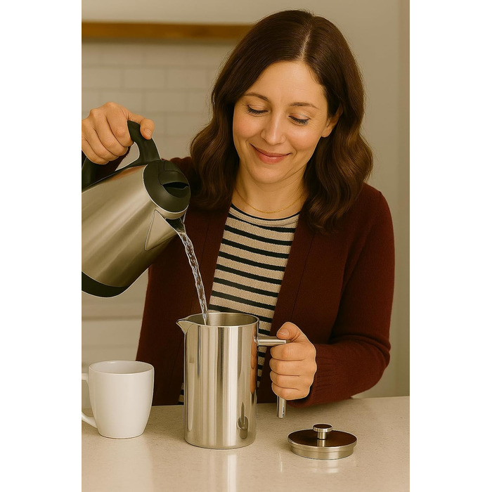 Френч-прес VIA CREMA зі скла та нержавіючої сталі, 800/1000 мл