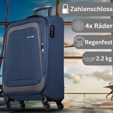 Тролей-валіза NOWI Korfu Weichschalen L, 50L, блакитна – зручний та легкий багаж для подорожей