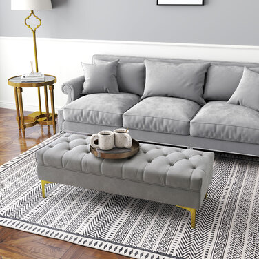 HOMCOM Bench Bed Bench Shoe Bench with Raised Legs in Light Grey 118x45x42cm for Bedroom and Hallway