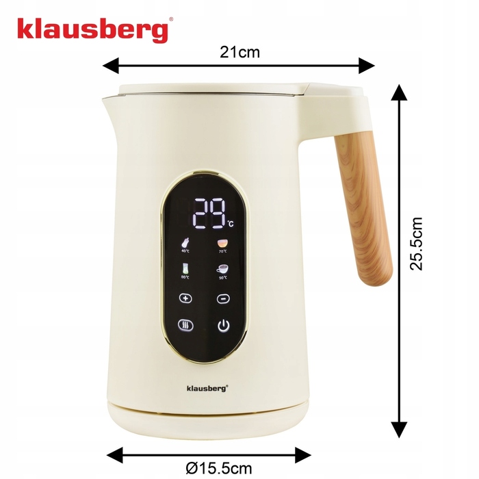 Електричний чайник Klausberg KB-9005, 2200 Вт, 1,7 л, бежевий