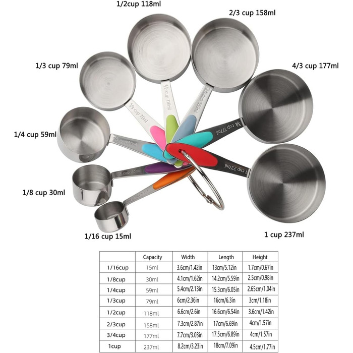 13-Piece Measuring Cup and Spoon Set, Multifunctional Stainless Steel Measuring Spoon with Silicone Handle