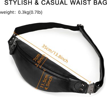 Чоловіча/Жіноча поясна сумка з екошкіри в стилі вінтаж, чорна. Сумка на пояс для подорожей, фестивалів, спорту. (1033lzw Schwarz)