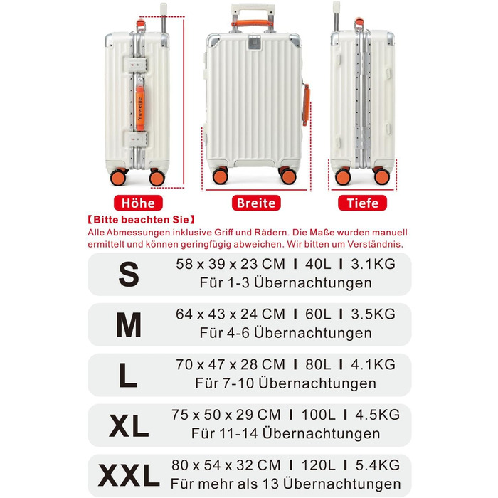 Чемодан ручної поклажі Yuweijie: міцний алюмінієвий каркас, 4 колеса, TSA-замок, срібний з коричневою шкіряною ручкою, S-58см