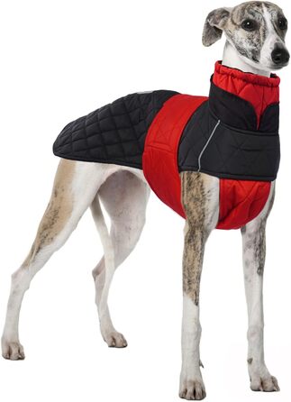Greyhound Warm Winter Coat, Greyhound Coat Adjustable Outdoor Greyhound Dog Jacket with Harness Hole Warm Dog Clothing Greyhound/Salukis (Red, 3XL)