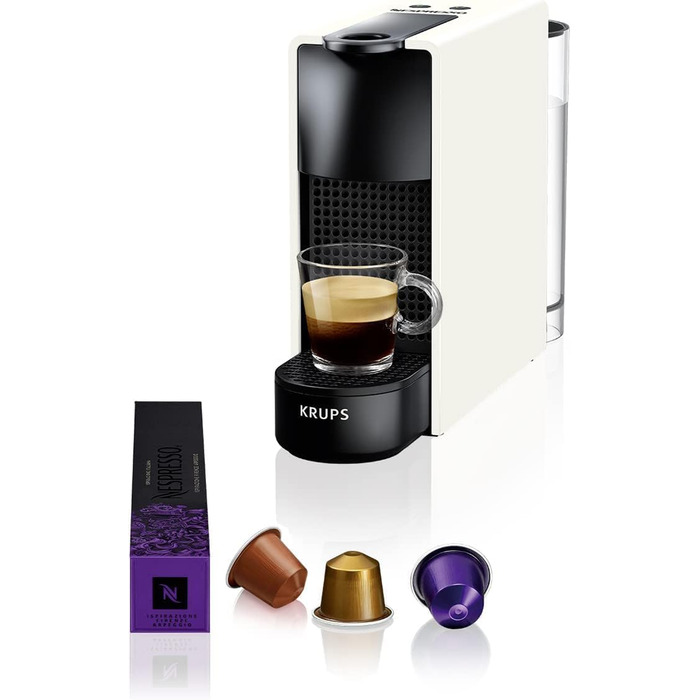 NESPRESSO Krups XN1101 Essenza Mini Coffee Capsule Machine | 1260W | white | 0.7 Liter & Siemens BRITA Intenza Water Filter TZ70033A White without Milk Frother Bundle with Water Filter