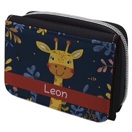 Wallet with name design (black, giraffe)