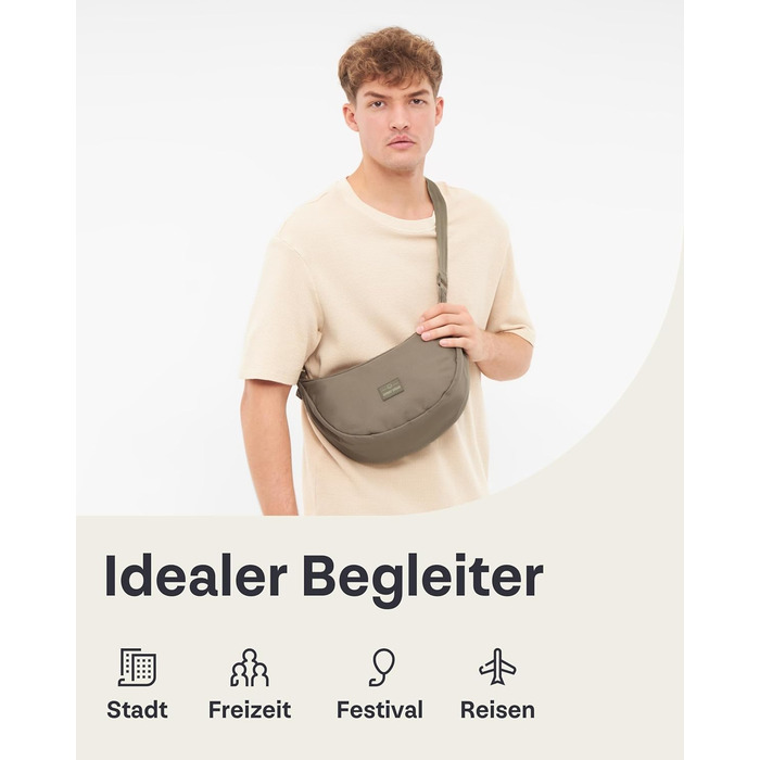 Сумка через плече Johnny Urban Ally Medium Desert Grey (3.3 л) - Унісекс, Місячна форма, Водовідштовхувальна