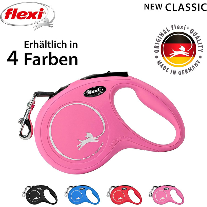 Flexi Classic L рулетка для собак до 50 кг (рожева, M: 5м (<25кг))