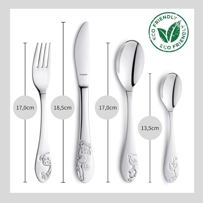 Дитячий столовий прилад Kinderbesteck Bauernhoffreunde з гравіюванням імені - персоналізований столовий прилад - індивідуальний хрещення для хлопчика/дівчинки - унікальний подарунок - набір з 4 частин