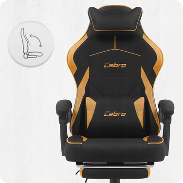 Ігрове крісло Cabro C502, чорно-помаранчеве, тканина, з підножкою