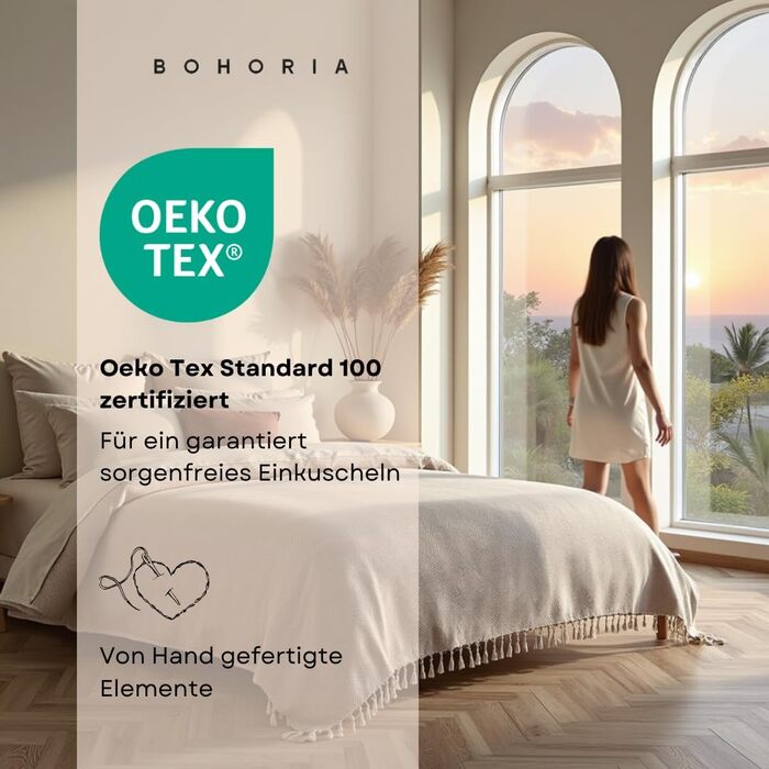 Покривало BOHORIA Tulum XXL 220x240 см, 100% бавовна, Oeko-Tex, двостороннє, для ліжка та дивана, з візерунком, сепія