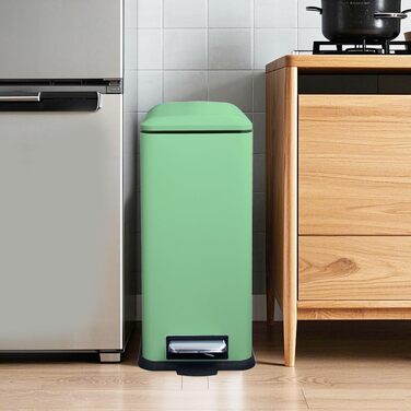 Відро для сміття кухонне 30 літрів з м'яким закриттям, зелене, з педаллю