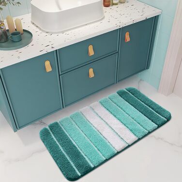 Non-Slip Bathroom Rug - Absorbent & Washable Bath Mat - 60 x 110 cm - Green