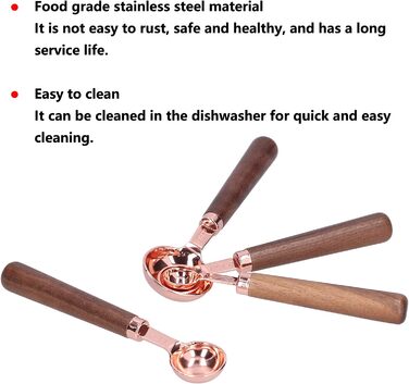Measuring Spoon Set, 4 Measuring Cups in Rose Gold with Scale, Stainless Steel Measuring Spoons for Kitchen Utensils (Size: S)