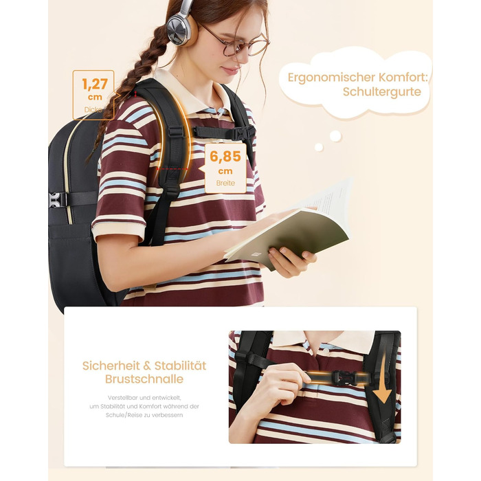 Шкільний рюкзак LOVEVOOK для дівчаток-підлітків, 15.6 дюймів, легкий, з плюшевим брелоком, для школи, середньої школи, світло-жовтогарячий (15.6', Y-чорний)