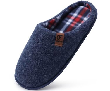 Тапочки чоловічі COFACE з фетру, теплі та зручні, з антиковзкою гумовою підошвою, розмір 40-49, темно-синій