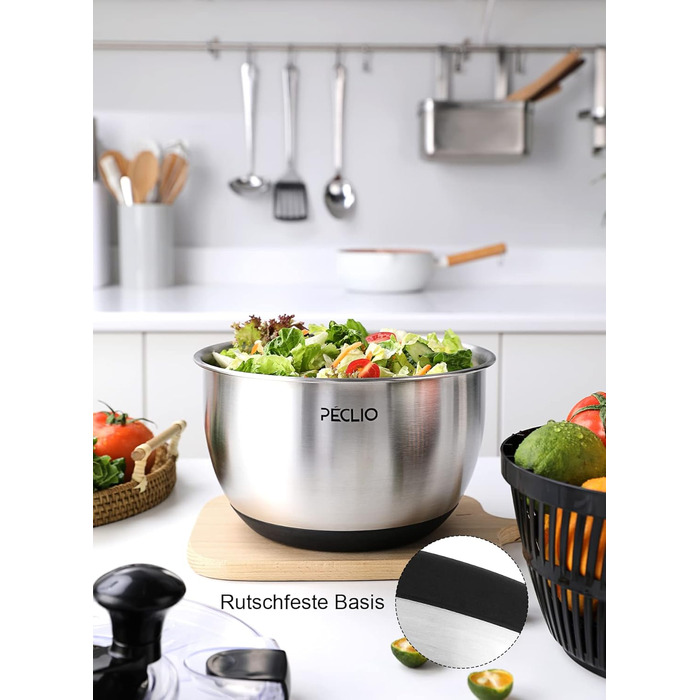 Large 4.5L Salad Spinner Stainless Steel 18/10 High-Quality with Transparent Lid, Non-Slip Bottom - Salad Spinner with Crank Mechanism - BPA-Free & Dishwasher Safe, Black