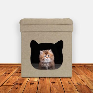 Кігтечка для котів Relaxdays, будиночок для котів, 2 поверхи, складана, 44x40x40 см, коричневий/білий