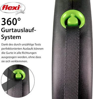 Flexi Roll-Leine для собак до 25 кг, 5 м, чорний/зелений