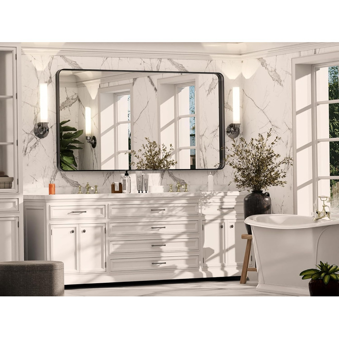 Дзеркало настінне Hasipu, 55x60 см, чорне, з глибоким рамочним дизайном для ванної кімнати, вітальні, коридору