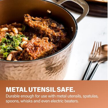 Набір кухонного та десертного посуду Gotham Steel Hammered Copper Collection (15 предметів) з антипригарним покриттям, алюмінієвий. Включає сковорідки (набір з 5 сковорідок)