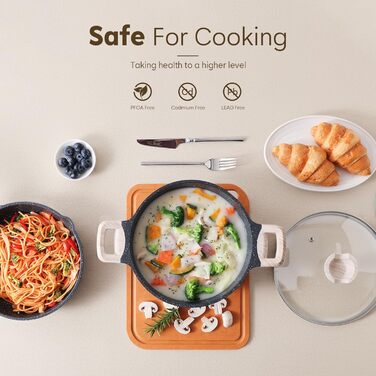 Набір посуду Kordisen з антипригарним покриттям, 5 предметів: каструлі та сковорідки. Безпечний, сумісний з індукцією, PFOA та PFAS free