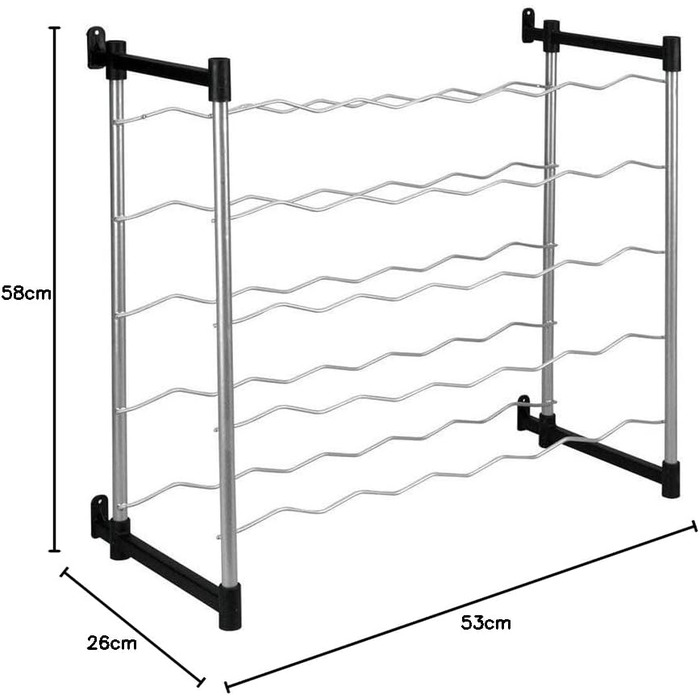 Metaltex Bottle Rack, Metal, Grey, For 72 Bottles (Suitable for 30 Bottles)
