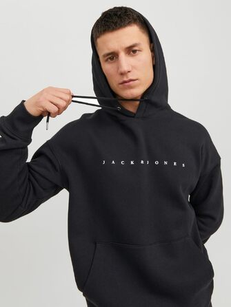 Чоловічий худі Jack & Jones JJestar JJ Sweat Hood, Relaxed Fit, чорний, розмір XXL
