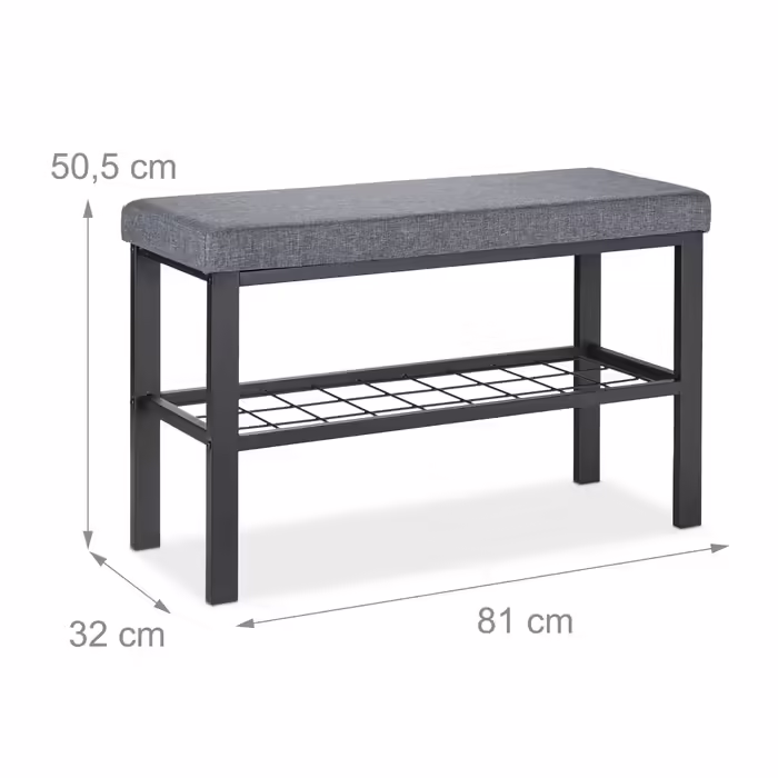 Relaxdays Shoe Rack in Black-Grey