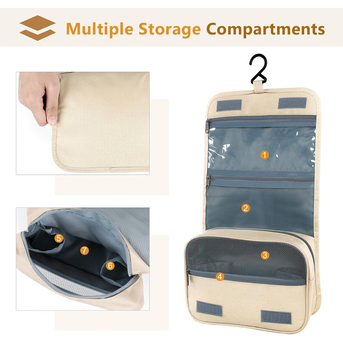 AiQInu Сумка для туалетних речей з гачком, дорожня косметичка-органайзер, унісекс, розкладний, для подорожей, блакитний (жовтий)