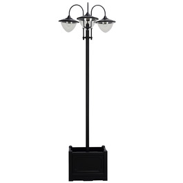 Outsunny Solar Lantern Stand Lamp - Metal Garden Lantern with Light Sensor, 6.2ft (189cm) Tall, Wind Light Outdoor Lamp, Waterproof IP44 with Flower Pot Base for Garden, Balcony Decoration, Black