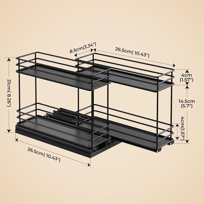 Організатор для спецій Orimade висувний, 3 шт. (2 шт. 8 см, чорний)