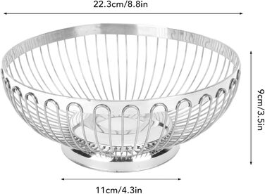 Нержавійна чаша для фруктів BFYDOAA, 22 см – сучасна корзина для фруктів, овочів, хліба та снеків