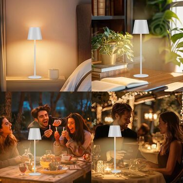 Дві бездротові LED-лампа настільні, перезаряджувані, 3000K, 7 кольорів RGB, USB-C, 5500mAh, вологостійкі, для дому та на вулицю (білі, 2 шт.)