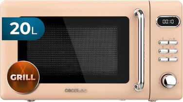 Мікрохвильова піч Cecotec Proclean 5110 Retro Blue, 20л, 700W, з грилем, 8 програм, таймер 60хв, функція розморожування, вінтажний дизайн, блокування від дітей