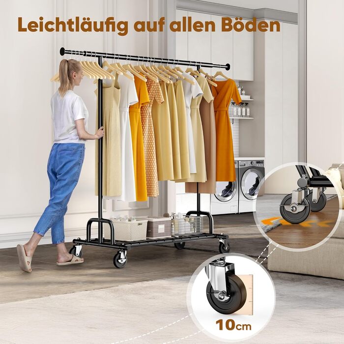 Підвісний стійка для одягу HOKEEPER на колесах, 136 кг, важкий, висувна штанга (S002K)