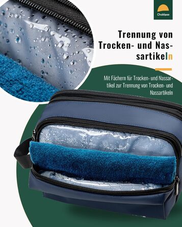 Чоловіча дорожня косметичка Kulturbeutel, водонепроникна, легка, з подвійним замком (Блакитна)