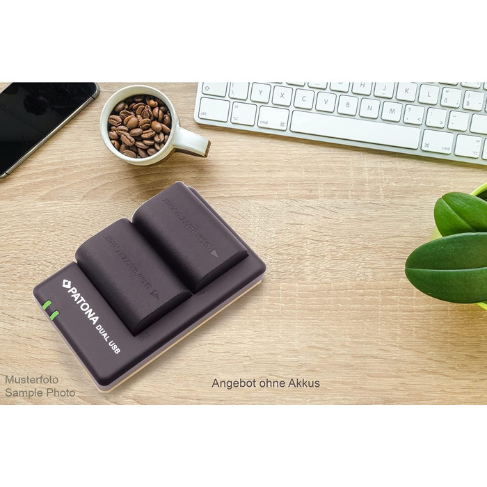 Зарядний пристрій PATONA для акумулятора NP-W126 NP-W126s (USB-C/MicroUSB), чорний